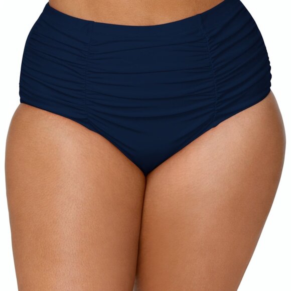 Raisins Curve Plus Size Costa High-Waist Bikini Bottoms - Navy - Picture 1 of 1